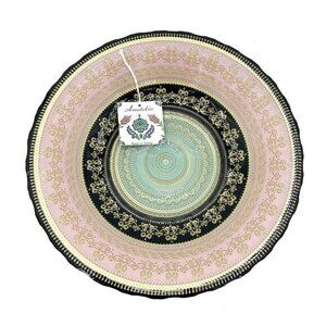 Turkish Glass Bowl Serving Dinner Pink Blue Gold Oriental Lace 15.5” NWT XL Pink